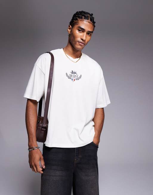 ASOS DESIGN boxy oversized t-shirt with city graphic in off white, 2 of 4