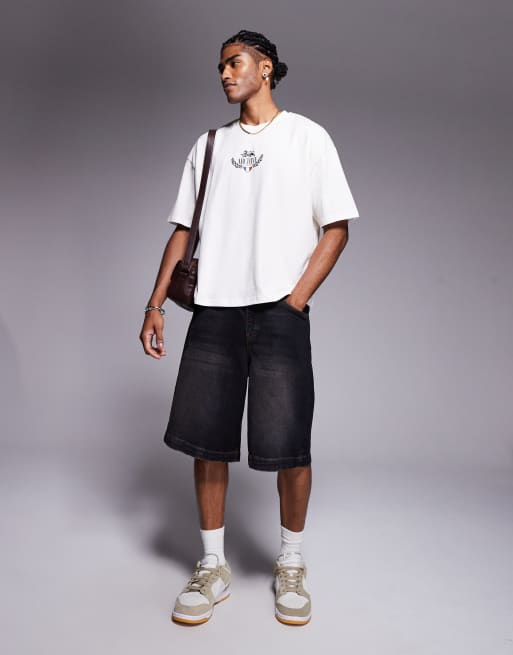 ASOS DESIGN boxy oversized t-shirt with city graphic in off white, 3 of 4