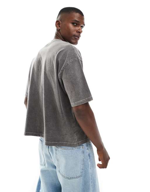 ASOS DESIGN boxy oversized T-shirt with city graphic in washed black