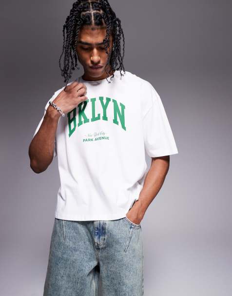 ASOS DESIGN boxy oversized T-shirt with city graphic in white - view 1