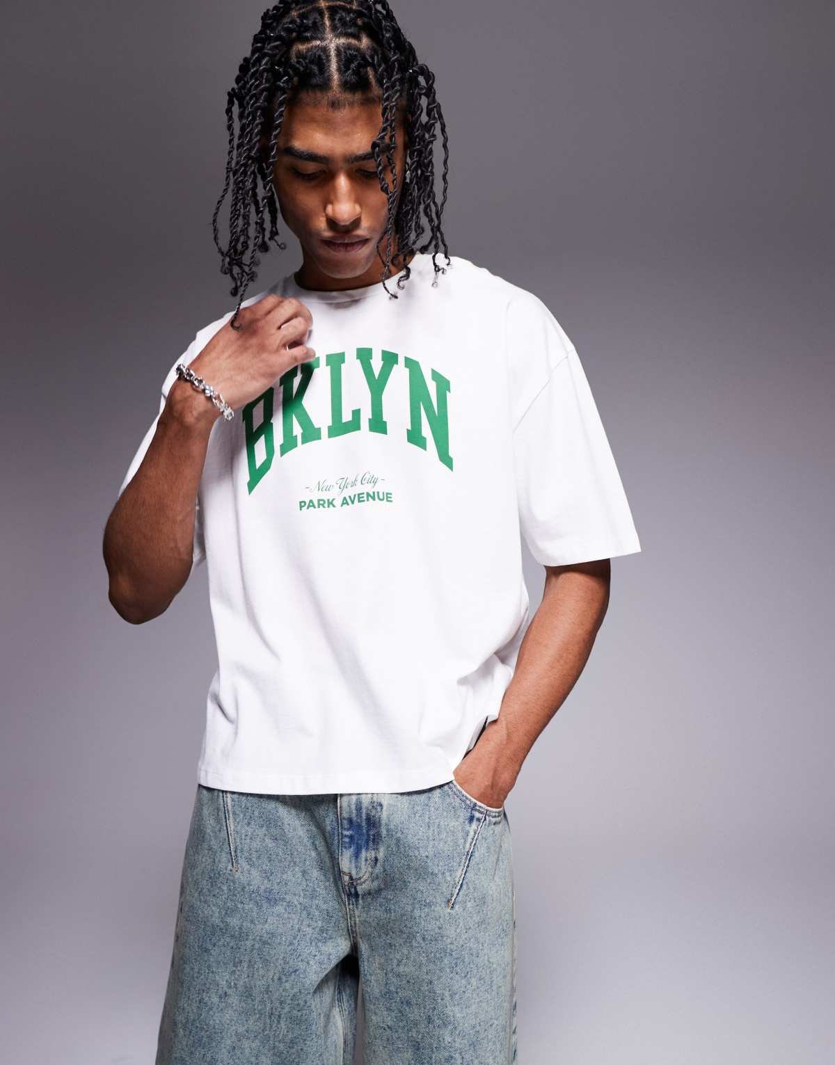 ASOS DESIGN boxy oversized t-shirt with city graphic in white