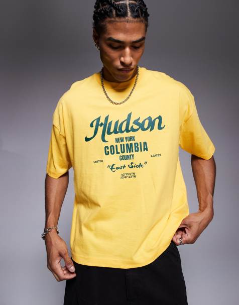 ASOS DESIGN boxy oversized t-shirt with city graphic in yellow - view 1