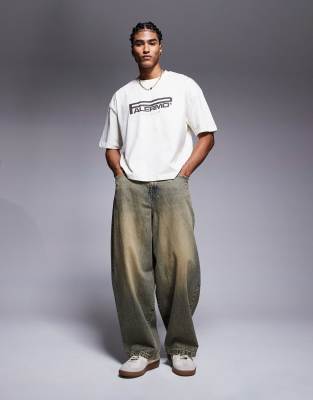 Asos Design Boxy Oversized T-shirt With City Print In White