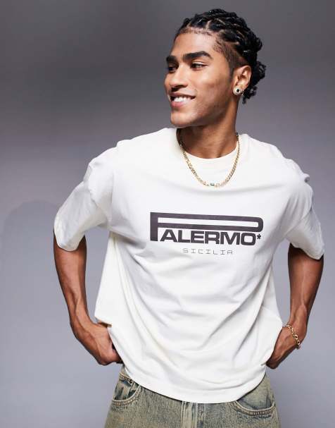 ASOS DESIGN boxy oversized t-shirt with city text graphic in cream - view 1