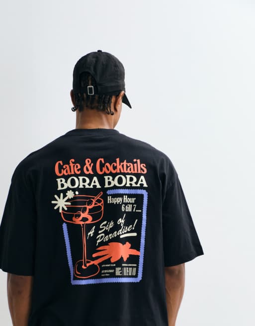 ASOS DESIGN boxy oversized T-shirt with cocktail graphic in black, 5 of 5