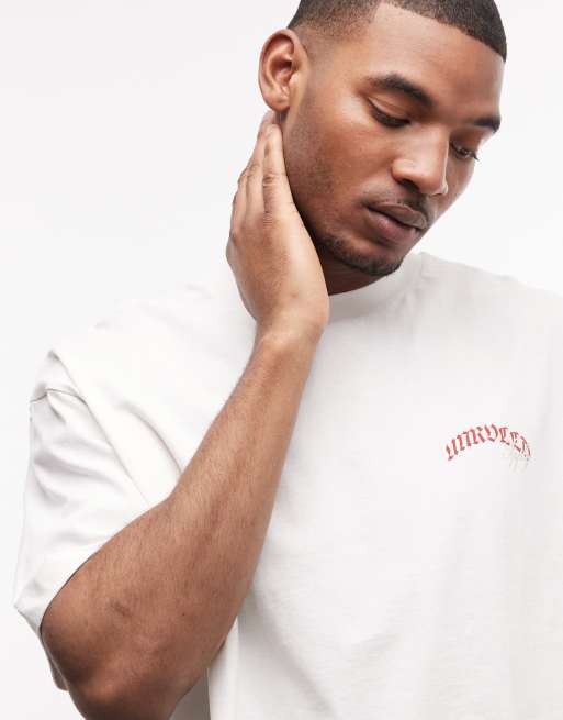 ASOS DESIGN boxy oversized t-shirt with cow boy graphic in cream, 5 of 5