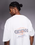 [ASOS DESIGN] ASOS DESIGN boxy oversized t-shirt with dropped shoulder and city graphic in white XS WHITE
