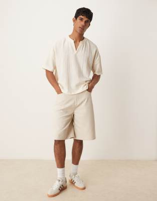 Asos Design Boxy Oversized T-shirt With Dropped Shoulder And V Neck In White