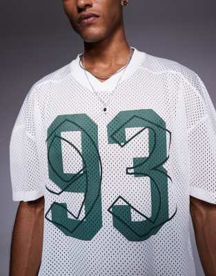 Asos Design Boxy Oversized T-shirt With Dropped Shoulder And V Neck With Sports Graphic