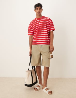 Asos Design Boxy Oversized T-shirt With Dropped Shoulders In Red