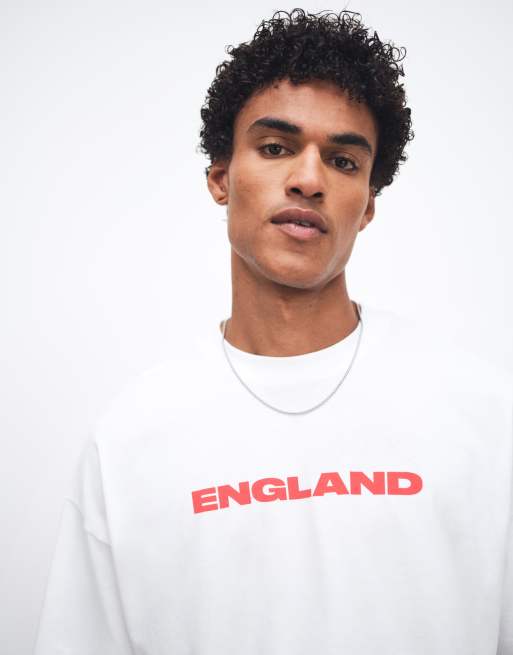 ASOS DESIGN boxy oversized t-shirt with England football graphic in white, 5 of 5