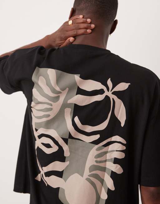 ASOS DESIGN boxy oversized t-shirt with floral graphic in black, 2 of 4