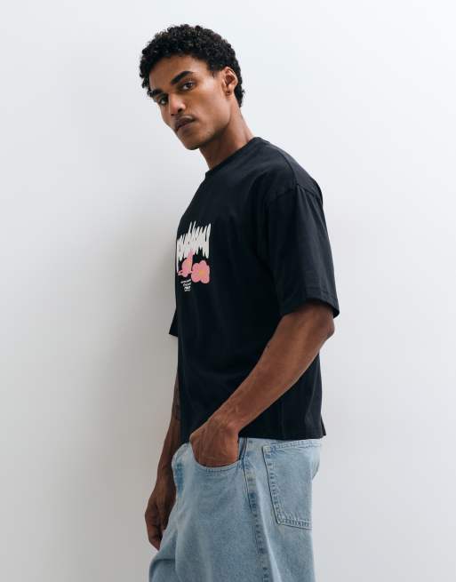 ASOS DESIGN boxy oversized t-shirt with floral graphic in black, 5 of 5