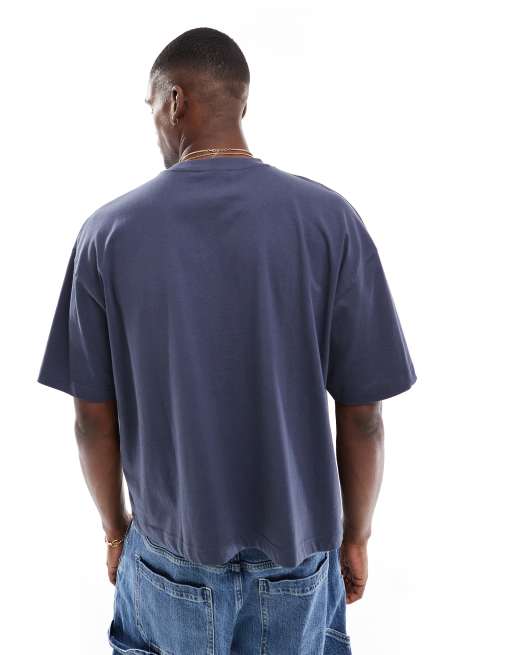 ASOS DESIGN boxy oversized t-shirt with floral graphic in navy