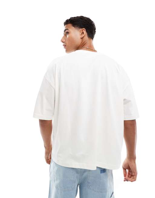 ASOS DESIGN boxy oversized t-shirt with floral graphic in off white