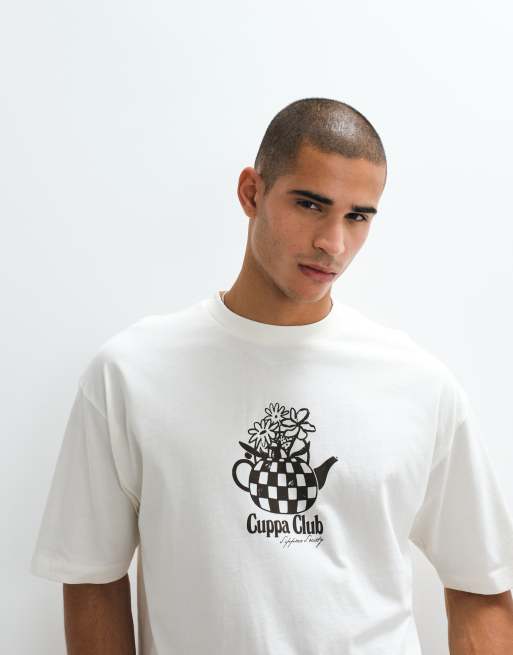 ASOS DESIGN boxy oversized t-shirt with floral tea pot graphic in cream, 5 of 5