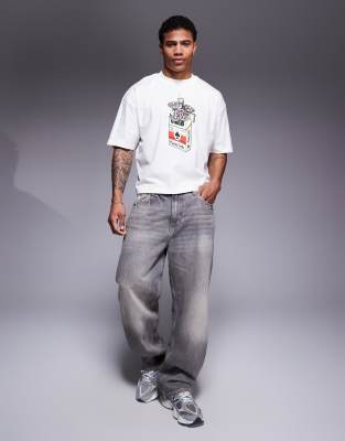 Asos Design Boxy Oversized T-shirt With Flower Graphic