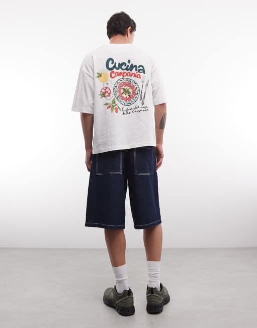 ASOS DESIGN boxy oversized t-shirt with food and drink back graphic in white, 3 of 5