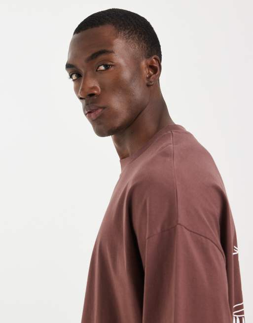 ASOS DESIGN boxy oversized t-shirt with food and drink graphic in brown, 5 of 5