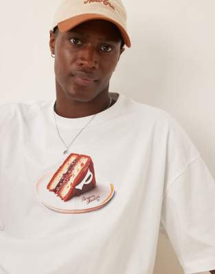 Asos Design Boxy Oversized T-shirt With Food Graphic