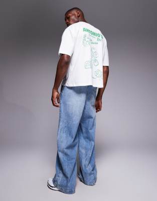 Asos Design Boxy Oversized T-shirt With Food Graphic In White