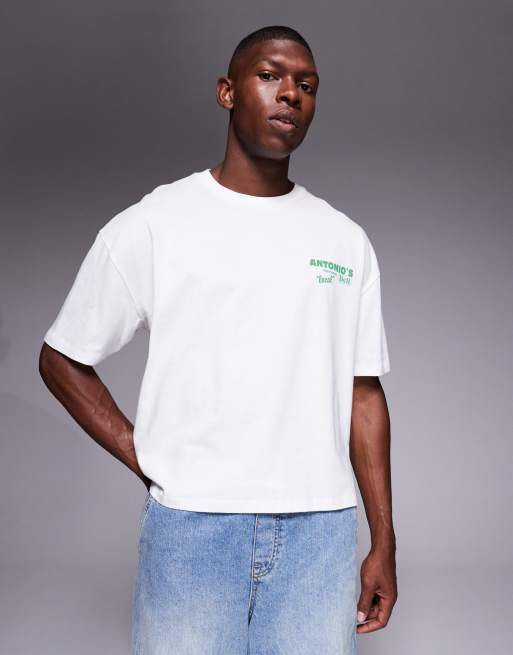 ASOS DESIGN boxy oversized t-shirt with food graphic in white
