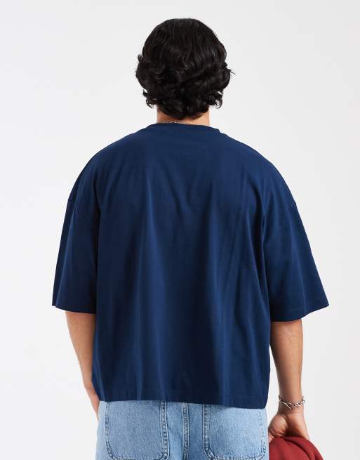 ASOS DESIGN boxy oversized t-shirt with football graphic in navy, 5 of 5