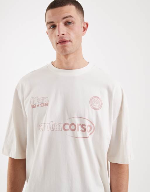 ASOS DESIGN boxy oversized t-shirt with football graphic in off white, 5 of 5