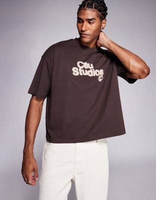 Asos Design Boxy Oversized T-shirt With Front And Back Text Print