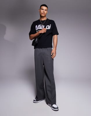 Asos Design Boxy Oversized T-shirt With Front City Print In Black