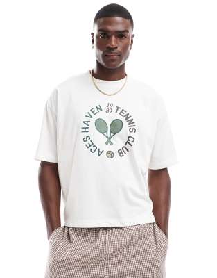 Asos Design Boxy Oversized T-shirt With Front City Print In White