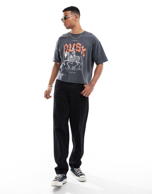 ASOS DESIGN boxy oversized t-shirt with front print in black, 3 of 4