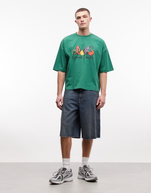 ASOS DESIGN boxy oversized t-shirt with fruit front graphic in green, 2 of 5