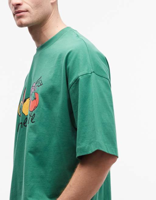 ASOS DESIGN boxy oversized t-shirt with fruit front graphic in green, 5 of 5
