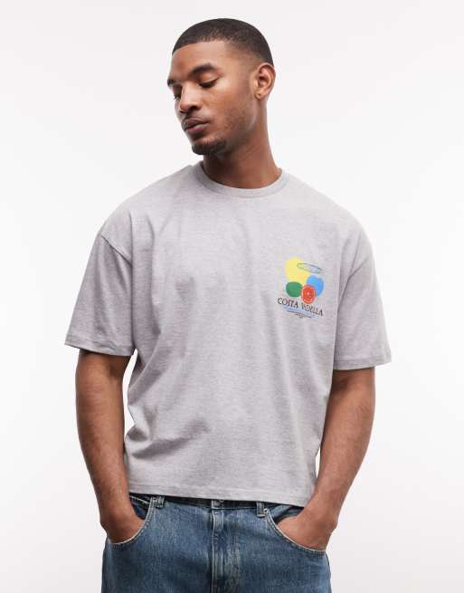 ASOS DESIGN boxy oversized t-shirt with fruit graphics in gray, 3 of 5