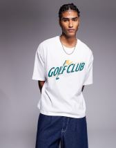 ASOS DESIGN oversized t-shirt with text graphic in green