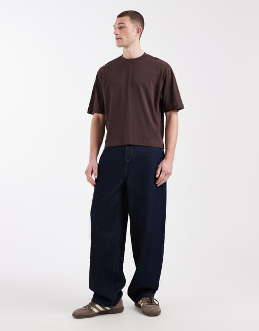 ASOS DESIGN boxy oversized t-shirt with gym graphic in brown, 2 of 5
