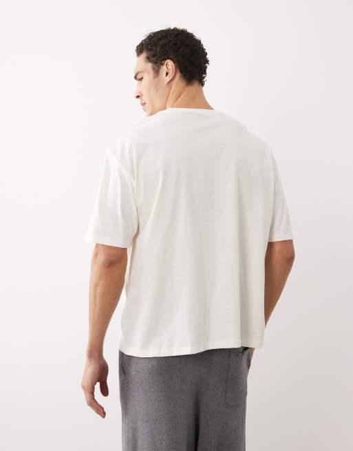 ASOS DESIGN boxy oversized t-shirt with gym graphic in cream, 5 of 5