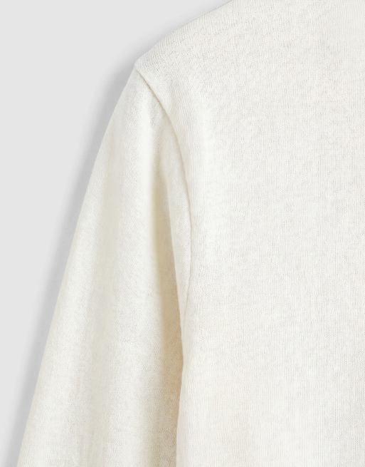 ASOS DESIGN boxy oversized t-shirt with henley neck in cream linen look, 8 of 9