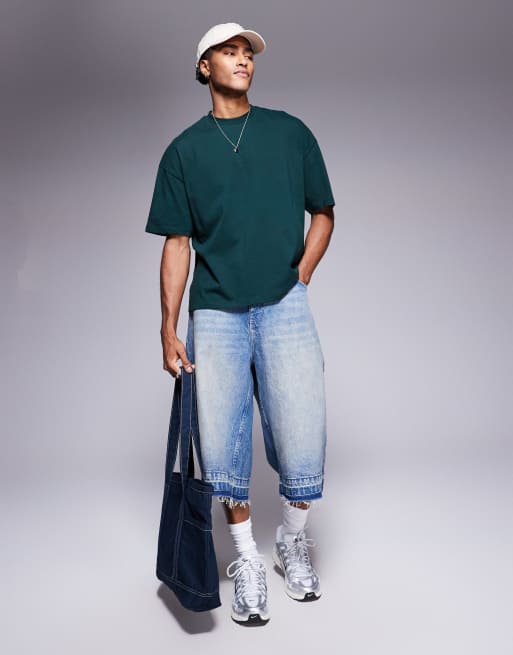 ASOS DESIGN boxy oversized T-shirt with high summer graphic in dark green