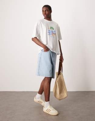 Asos Design Boxy Oversized T-shirt With High Summer Graphic In White