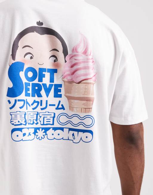 ASOS DESIGN boxy oversized T-shirt with ice cream graphic in white, 3 of 5