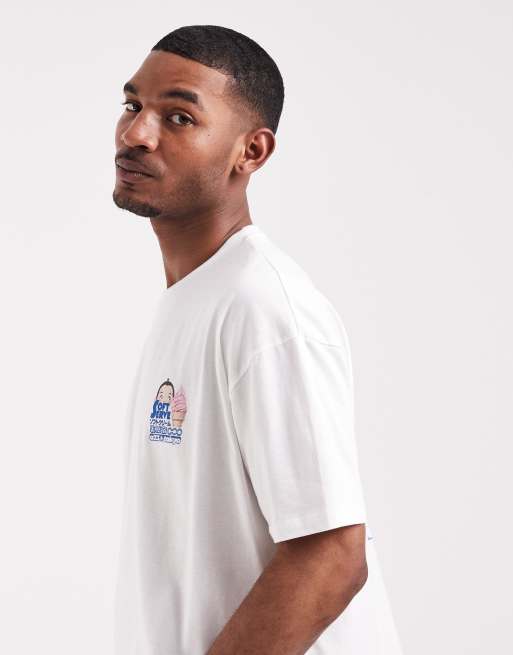 ASOS DESIGN boxy oversized T-shirt with ice cream graphic in white, 4 of 5