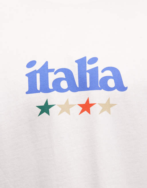 ASOS DESIGN boxy oversized t-shirt with Italy soccer graphic in white, 4 of 5