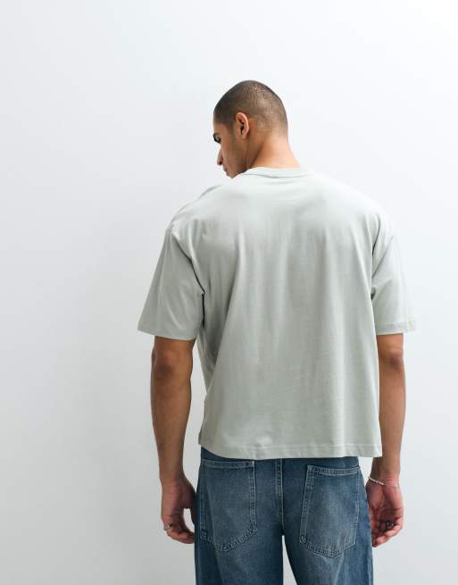 ASOS DESIGN boxy oversized t-shirt with large text graphic in gray, 3 of 5