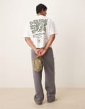 [ASOS DESIGN] ASOS DESIGN boxy oversized t-shirt with leaf print in white S WHITE
