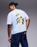 [ASOS DESIGN] ASOS DESIGN boxy oversized t-shirt with lemon graphic in light blue L BLUE BLIZZARD
