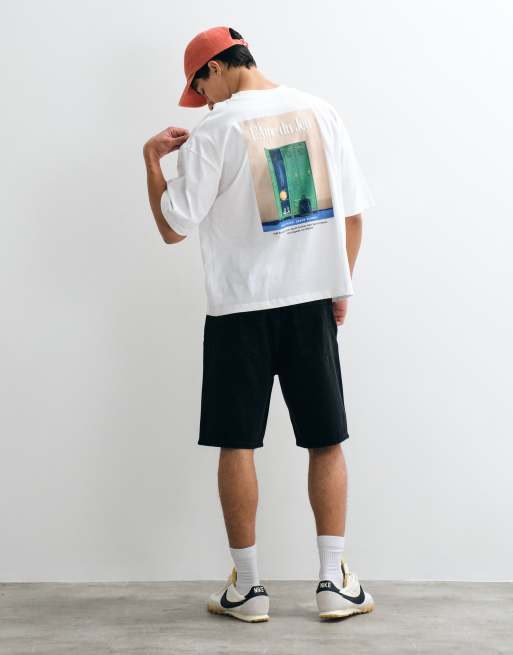 ASOS DESIGN boxy oversized t-shirt with locker room back graphic in red, 2 of 5