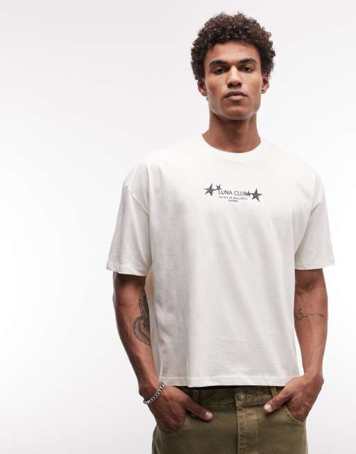 ASOS DESIGN boxy oversized T-shirt with Luna Club graphic in cream, 3 of 5