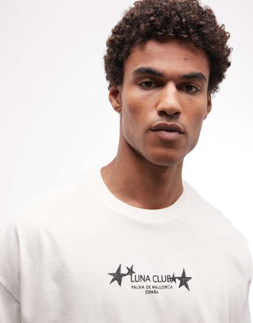 ASOS DESIGN boxy oversized T-shirt with Luna Club graphic in cream, 4 of 5